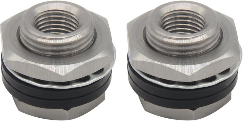 Fitvell Stainless Steel Bulkhead Fitting 1/4" NPT Female Bulked Coupler Thru-bulk Tank Fitting Connector (pack of 2) - Image 1